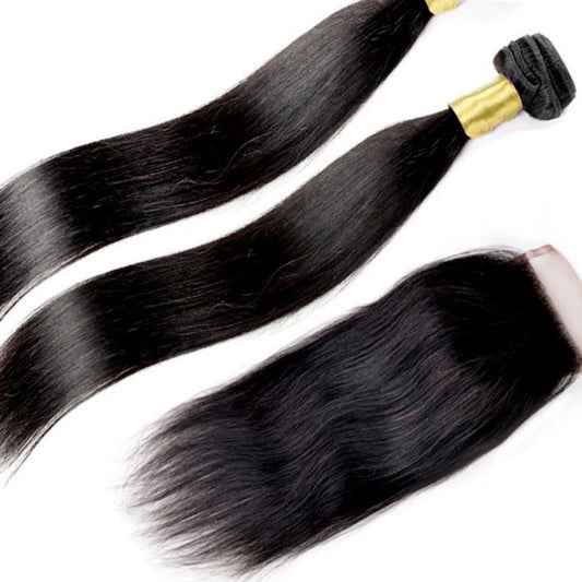 Brazilian Straight Raw 2 Bundle Deal + Closure